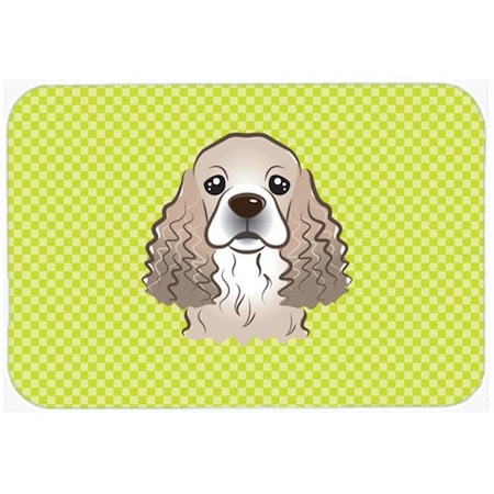 Checkerboard Lime Green Cocker Spaniel Mouse Pad; Hot Pad Or Trivet; 7.75 X 9.25 In.